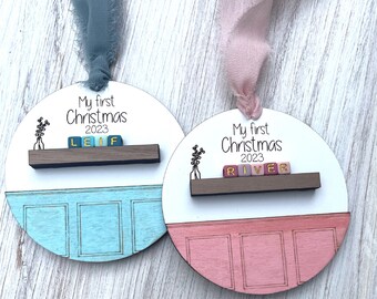 Custom Baby's First Christmas Ornament - Personalized Baby's First Christmas Ornament - New Baby Gift - Baby Tree Ornament with Name