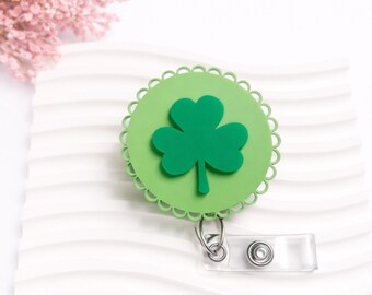 St. Patty's Day Badge Reel - Shamrock ID Holder - Clover Badge Accessory - RN MD Xray