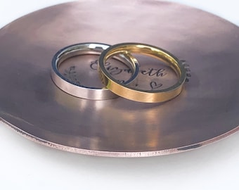 Personalized Copper Ring Dish - 7th Seventh Anniversary Gift - Copper Anniversary - Engagement Gift - Small Ring Dish Names - Trinket Dish