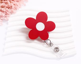 Acrylic Flower Badge Reel | Retractable ID Holder, Nurse Gift