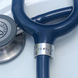 Stethoscope ID Tag, Stethoscope ID Ring, Stethoscope Charm, Personalized Stethoscope Name Tag, Nurse Graduation Gift