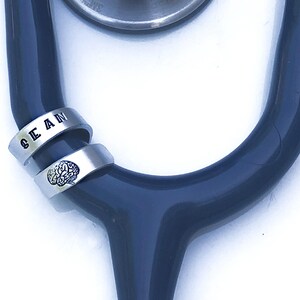 Stethoscope ID Tag, Stethoscope ID Ring, Stethoscope Charm, Personalized Stethoscope Name Tag, Nurse Graduation Gift
