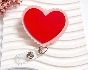 Valentine's Day Heart Badge Reel - Acrylic Nurse ID Holder