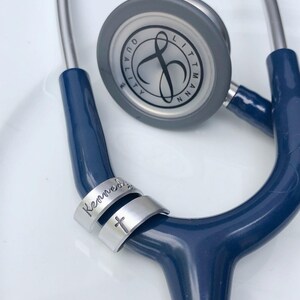 Stethoscope ID Tag, Stethoscope ID Ring, Stethoscope Charm, Personalized Stethoscope Name Tag, Nurse Graduation Gift