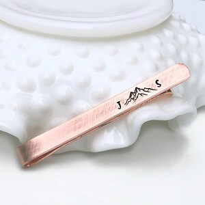 Personalized Mountain Tie Bar – Anniversary Gift, Initial Tie Clip