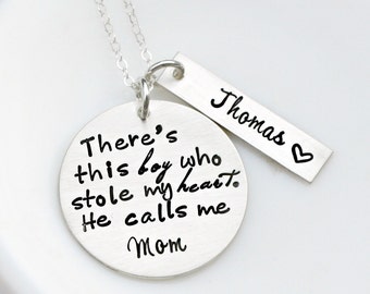 There's This Boy - Mothers Day Present Gift - Mother Son Necklace - Sterling Silver Necklace - Mommy Necklace