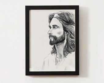 Jesus Christ Pencil Sketch Art – Christian Home Decor (Digital Download)