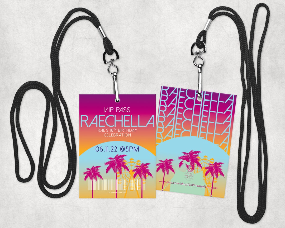 Music Festival Vip Pass Lanyard I EDIT YOU PRINT - Etsy
