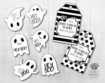 Halloween Adorably Spooky Ghost Gift Tags, Goodie bag tags, DIY Instant Download Printables