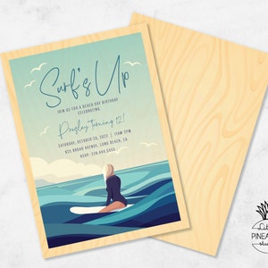 Surf minimalist Birthday Party Invite I EDIT, YOU PRINT