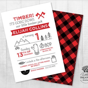 Minimaliste Lumberjack Beard Flannel Thème Fête d’anniversaire Inviter I EDIT, YOU PRINT