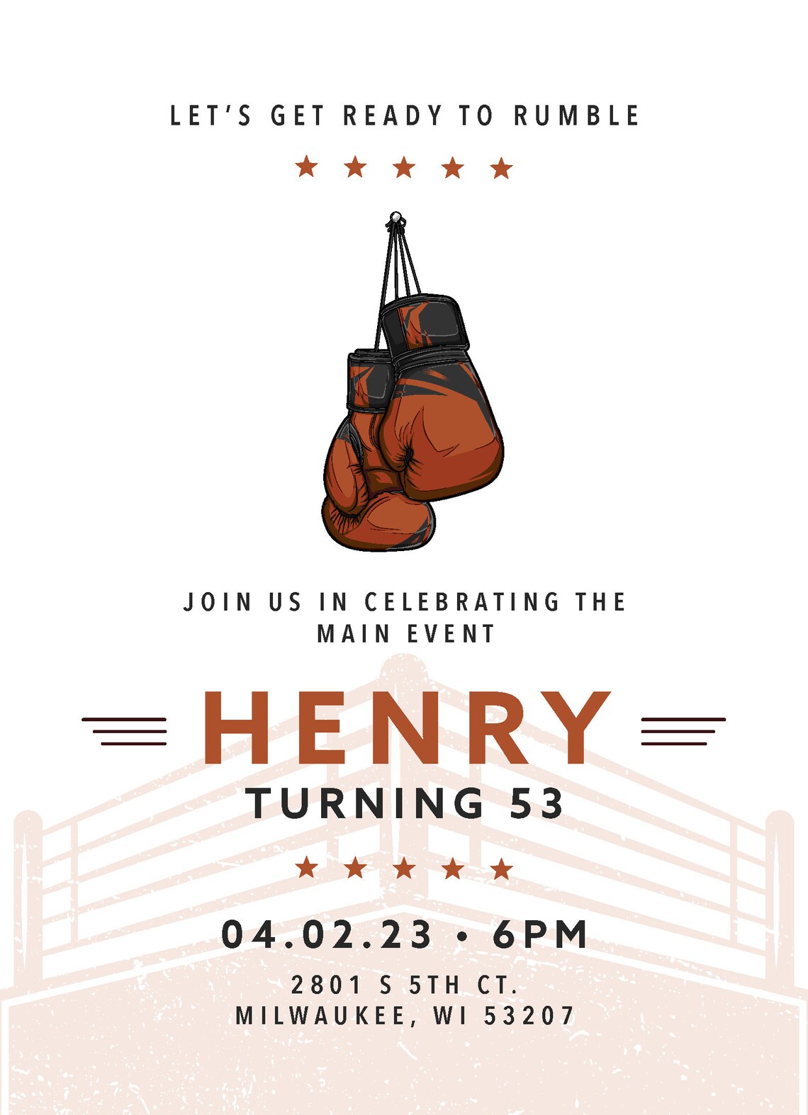 Vintage Boxing Party Invite I EDIT, YOU PRINT - Etsy