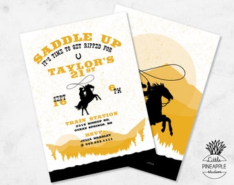 Country Western Cowboy Birthday Invite I EDIT, YOU PRINT