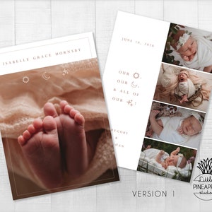 Sun, Moon and Stars Boho Minimalist Birth Announcements, Baby Announcements DIGITAL Printable