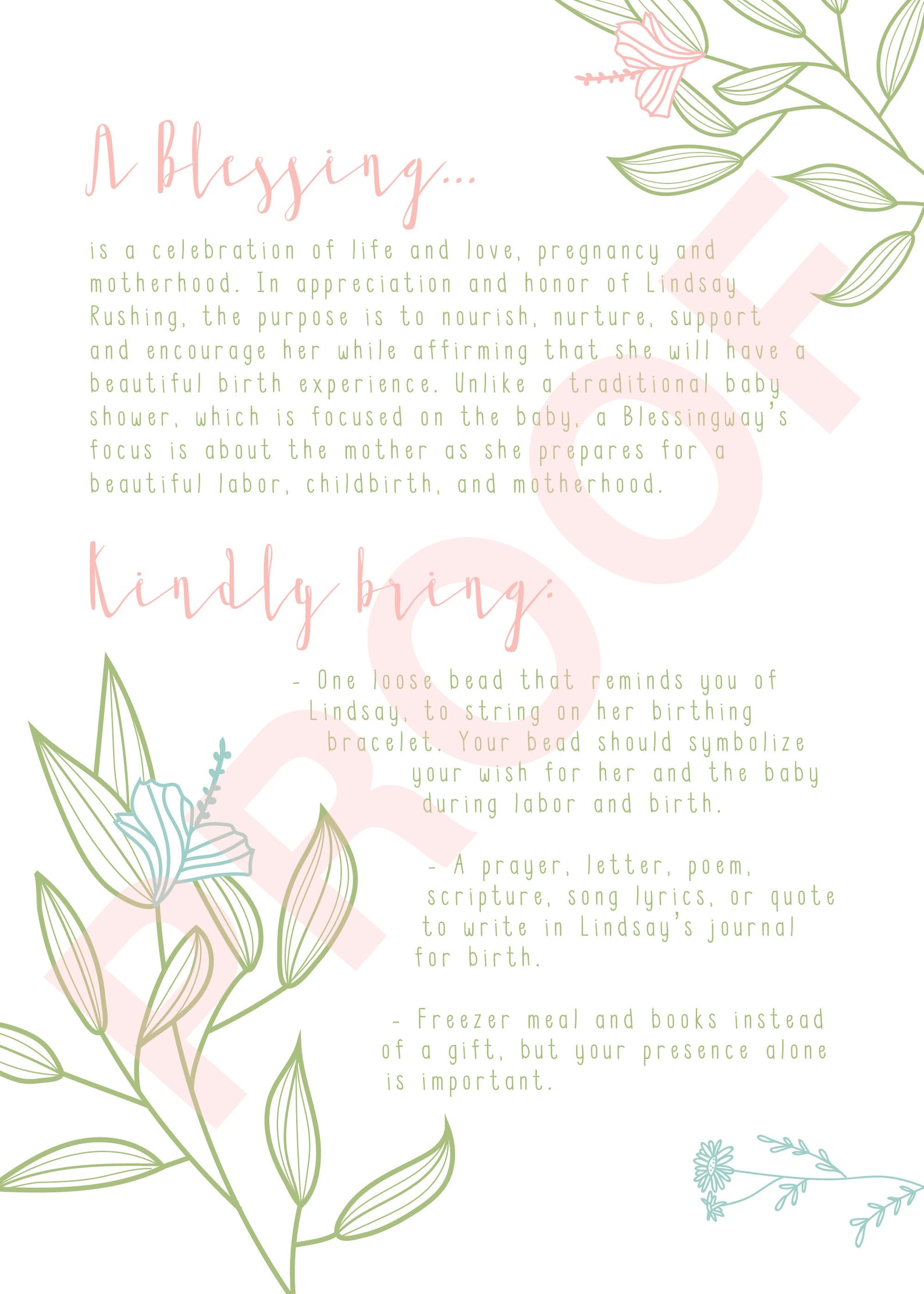 Mother's Blessing Blessingway Baby Shower Invite DIY Etsy
