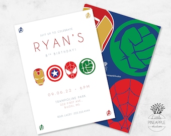 Super Hero, minimalist Birthday Party Invite I EDIT, YOU PRINT