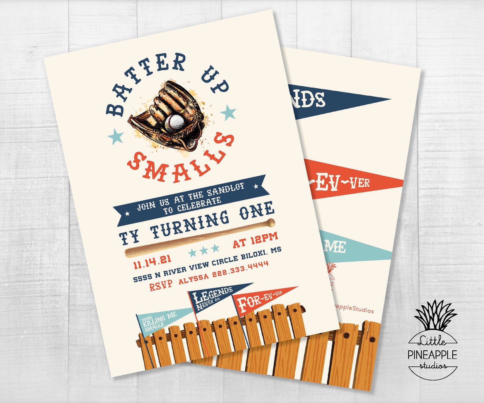 Vintage Sandlot Baseball Birthday Invite I EDIT YOU PRINT - Etsy