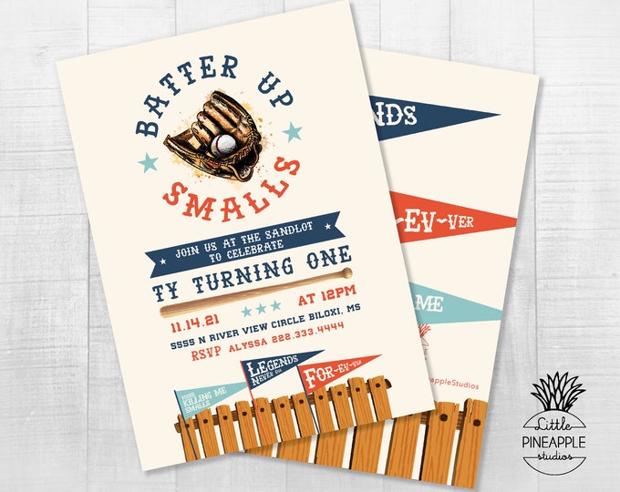 Vintage Sandlot Baseball Birthday Invite I EDIT YOU PRINT - Etsy