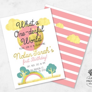 What a ONE-derful World 1st Birthday Invite DIY Printable