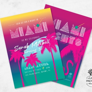 Miami Nights Birthday Party Invite I EDIT, YOU PRINT