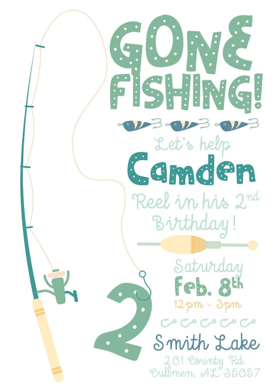 Gone Fishing Theme Birthday Party/ Baby Shower Invite I DESIGN YOU PRINT 