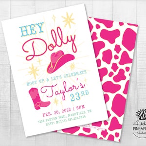 Hello Dolly Western Nashville Themed Birthday Party Invite I EDIT, YOU PRINT