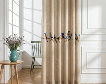 Curtains, Curtains with Birds, Sheer, Window Curtain, for Living Room & Bedroom, Custom Size, 1 Panel