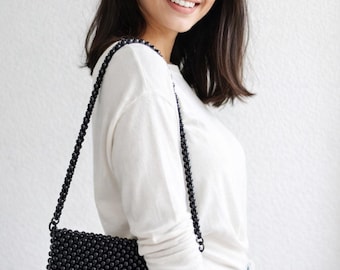 Handmade Black Pearl Shoulder Bag