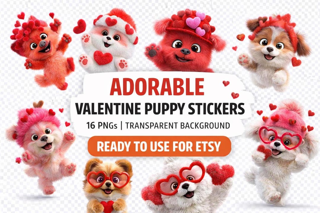 Adorable Puppy Stickers PNG Bundle | 16 Cute Dog Clipart | Banner ...