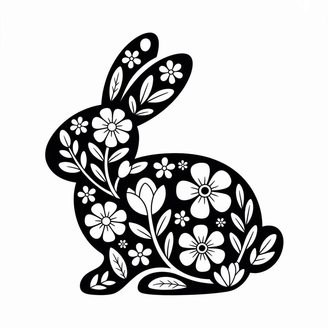 Floral Bunny SVG, Easter SVG for Cricut, Floral Cut File, Spring SVG ...