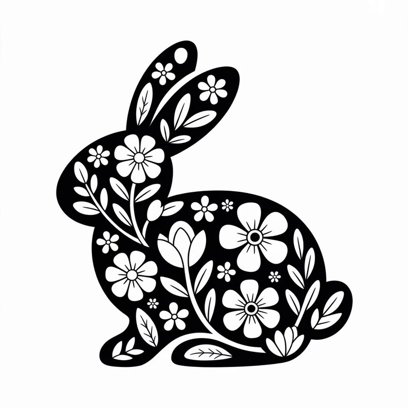 Floral Bunny SVG, Easter SVG for Cricut, Floral Cut File, Spring SVG ...