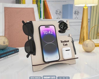 Desktop Organiser Laser Cutting Files, Phone Stand Laser Cutting Cdr, Dxf, Pdf, Svg Files #105