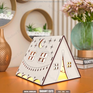 Tent Candle Holder Laser Cutting Files, Tealight Holder Laser Cutting Cdr, Dxf, Pdf, Svg Files #102