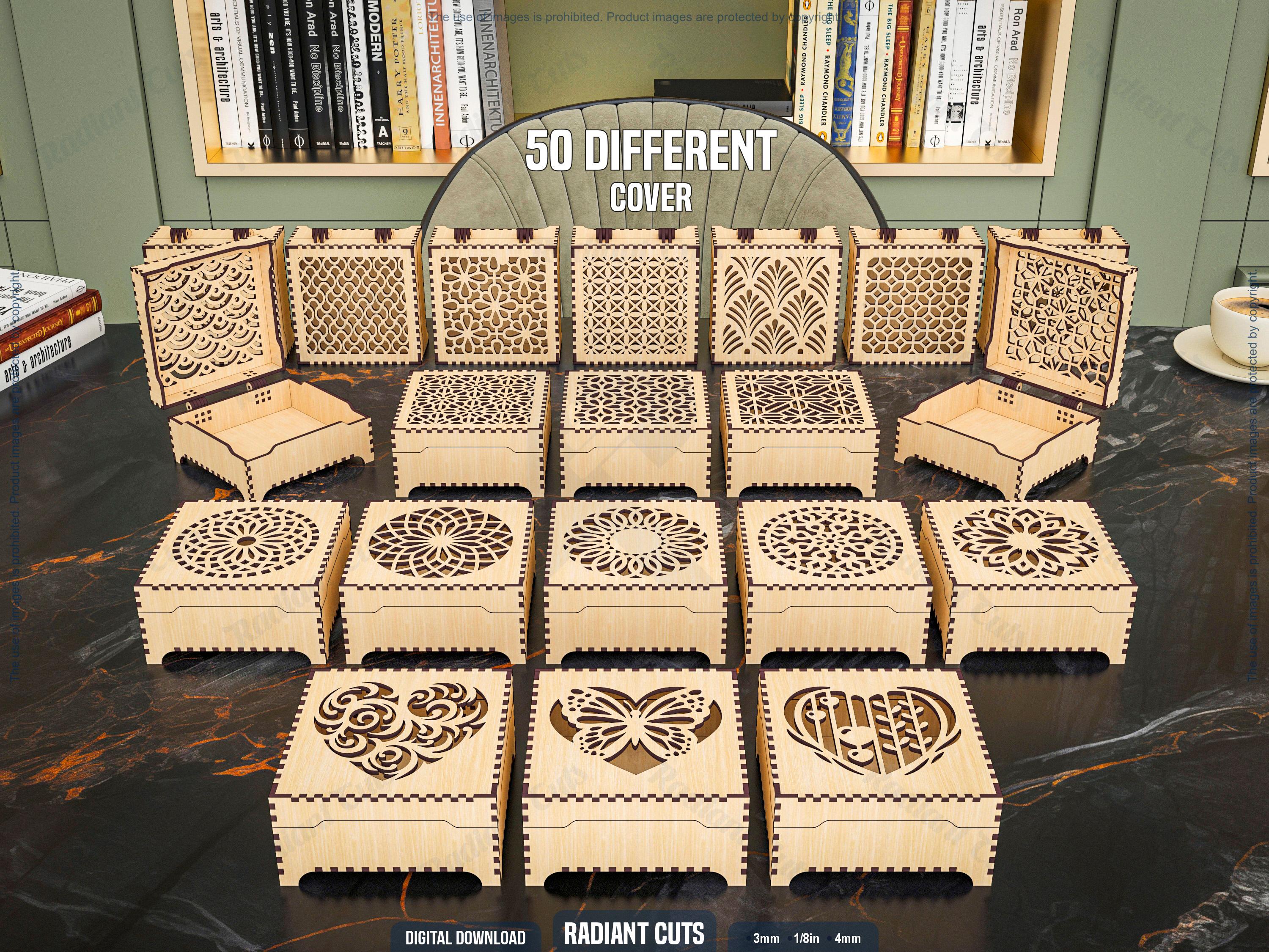 50 Different Decorative Box Laser Cutting Files, Jewelry, Gift Box ...