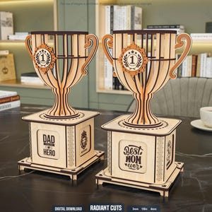 File per taglio laser di scatole regalo con trofei, papà, mamma, scatole regalo di San Valentino, file per taglio laser CDR, DXF, PDF, SVG n. 115
