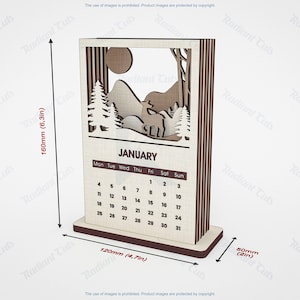 2026 Desktop Calendar Laser Cutting Files, 6 Layers Calendar Laser Cutting Cdr, Dxf, Pdf, Svg Files #106 image 9
