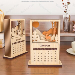 2026 Desktop Calendar Laser Cutting Files, 6 Layers Calendar Laser Cutting Cdr, Dxf, Pdf, Svg Files #106 image 2