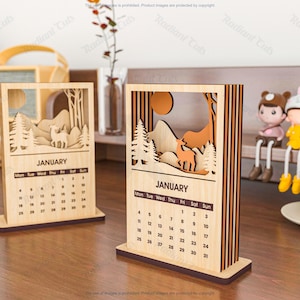 2026 Desktop Calendar Laser Cutting Files, 6 Layers Calendar Laser Cutting Cdr, Dxf, Pdf, Svg Files #106 image 3