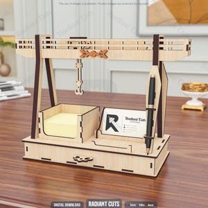 Crane Desk Organiser Laser Cutting Files, Phone, Business Card, Notepad Holder Laser Cutting Cdr, Dxf, Pdf, Svg Files #116