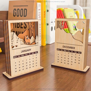 2026 Desktop Calendar Laser Cutting Files, 6 Layers Calendar Laser Cutting Cdr, Dxf, Pdf, Svg Files #106 image 5