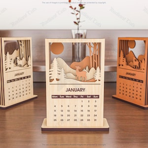 2026 Desktop Calendar Laser Cutting Files, 6 Layers Calendar Laser Cutting Cdr, Dxf, Pdf, Svg Files #106 image 4
