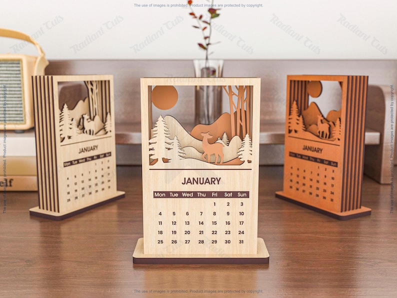 2026 Desktop Calendar Laser Cutting Files, 6 Layers Calendar Laser Cutting Cdr, Dxf, Pdf, Svg Files #106 image 4