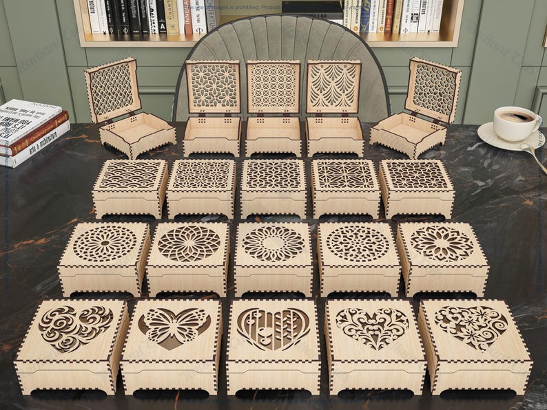 50 Different Decorative Box Laser Cutting Files, Jewelry, Gift Box ...