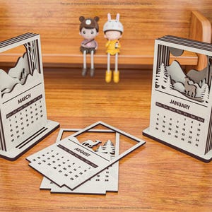 2026 Desktop Calendar Laser Cutting Files, 6 Layers Calendar Laser Cutting Cdr, Dxf, Pdf, Svg Files #106 image 6