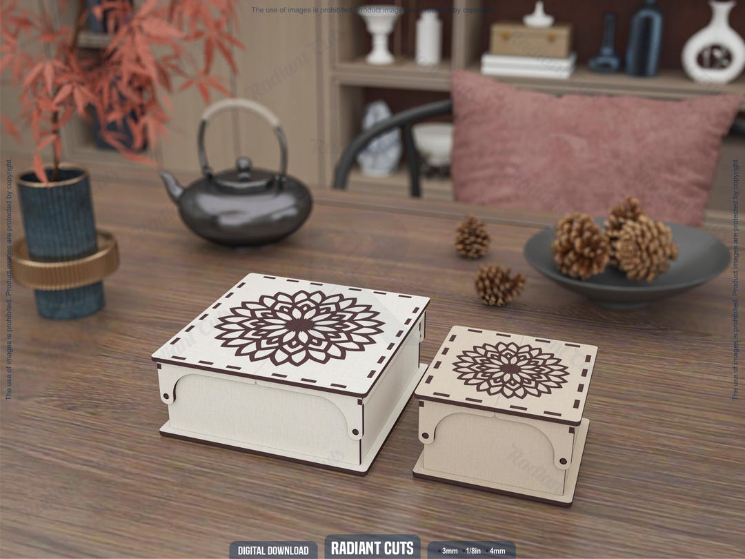 2 Different Size Decorative Box Laser Cutting Files, Gift Box Laser ...