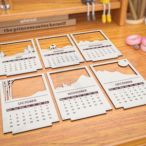 2026 Desktop Calendar Laser Cutting Files, 6 Layers Calendar Laser Cutting Cdr, Dxf, Pdf, Svg Files #106 image 8
