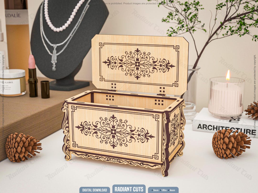 Treasure Box Design Treasure Chest Box Laser Cutting Files, Jewelry Box, Gift Box Laser ...