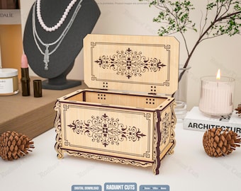 Treasure Chest Box Laser Cutting Files, Jewelry Box, Gift Box Laser Cutting Cdr, Dxf, Pdf, Svg Files #133