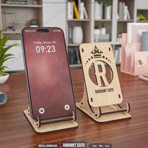 26 Letters Phone Holder Laser Cutting Files, Phone Stand Laser Cutting Cdr, Dxf, Pdf, Svg Files #103