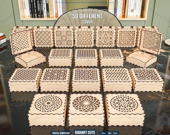 50 Different Decorative Box Laser Cutting Files, Gift Box Laser Cutting Cdr, Dxf, Pdf, Svg Files #125
